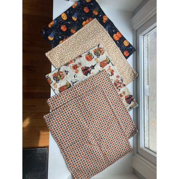 Handmade Festive Fall Halloween Quilted Placemat Set Witch Pumpkin Ghost Leaves - Picture 2 of 10